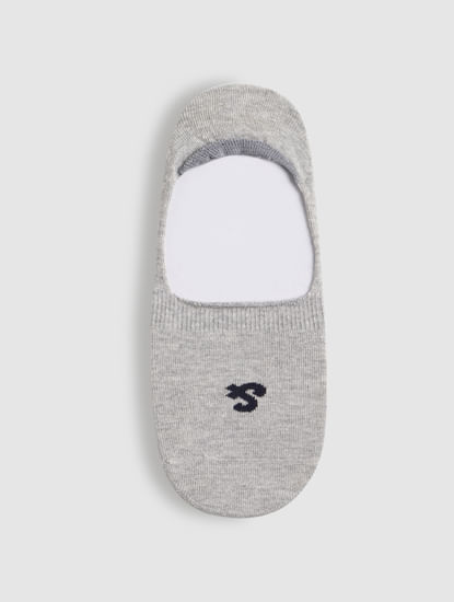 Light Grey Logo Print No Show Socks