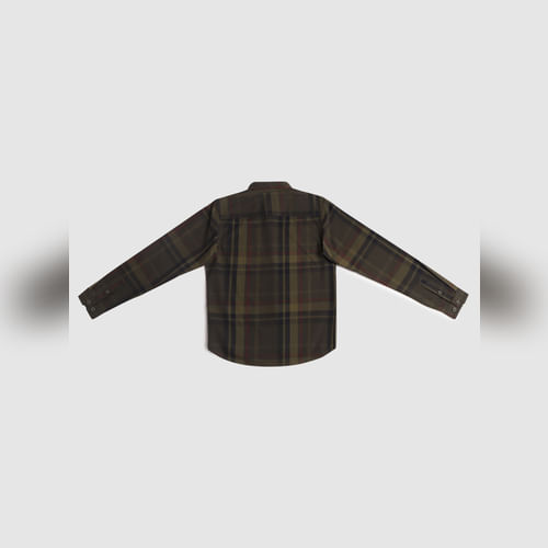 Boys Green Check Full Sleeves Shirt