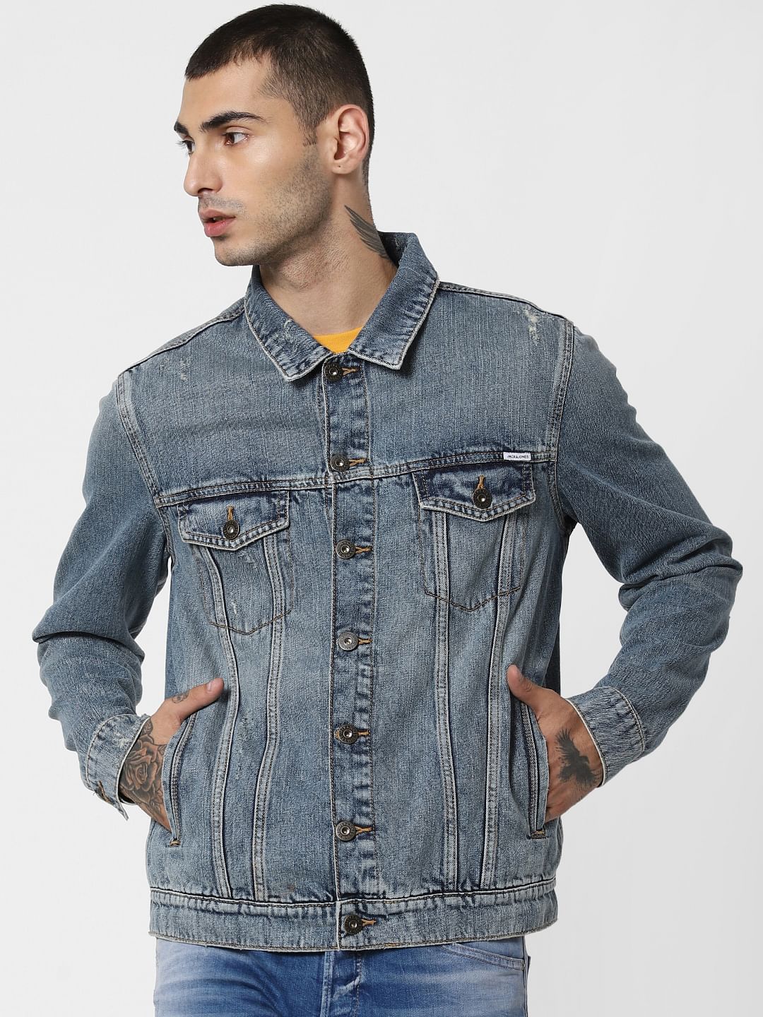 jack and jones maroon denim jacket