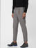 Grey Low Rise Linen Slim Pants