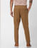 Brown Low Rise Linen Slim Pants