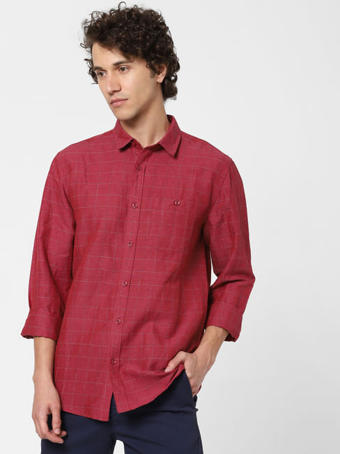 Red Check Full Sleeves Shirt