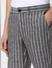 Grey Low Rise Striped Chino Shorts