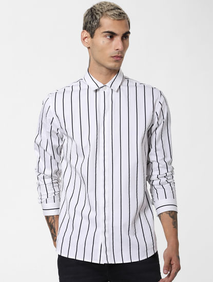 White Striped Full Sleeves Shirt
