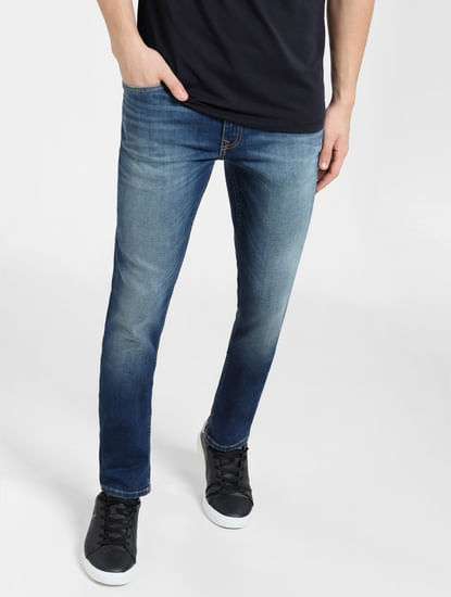 Blue Low Rise Washed Ben Skinny Jeans