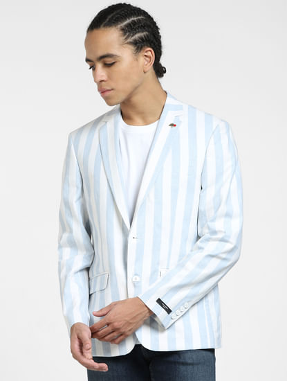 Blue Striped Linen Blazer