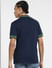Navy Blue Logo Print Polo T-shirt_405515+4