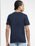 Navy Blue Logo Print Crew Neck T-shirt_405518+4