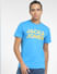 Blue Logo Print Crew Neck T-shirt_405521+2