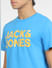 Blue Logo Print Crew Neck T-shirt_405521+5