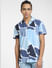 Blue Printed Short Sleeves Shirt_405540+2