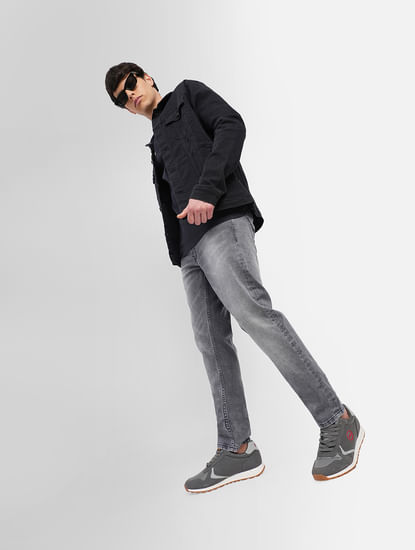 Grey Low Rise Washed Tim Slim Jeans