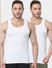 White Solid Cotton Vest - Pack of 2_394799+1