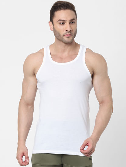 Pack Of 2 White Cotton Vests