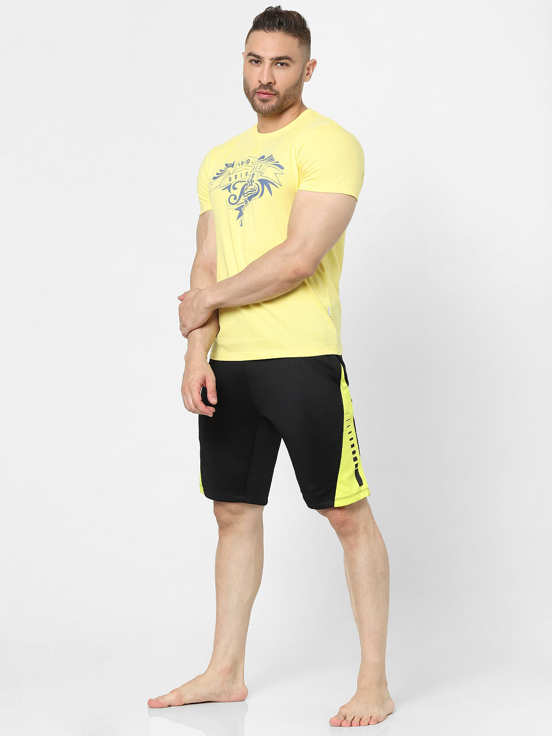 Mens yellow sale gym shorts