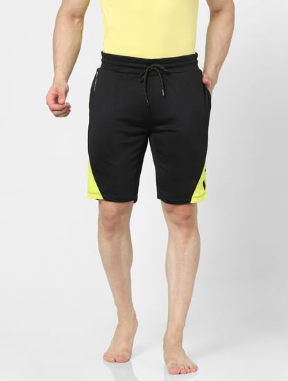 Black Colourblocked Gym Shorts