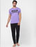 Purple Logo Print Crew Neck T-shirt_394808+1
