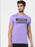 Purple Logo Print Crew Neck T-shirt_394808+2