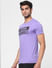 Purple Logo Print Crew Neck T-shirt_394808+3
