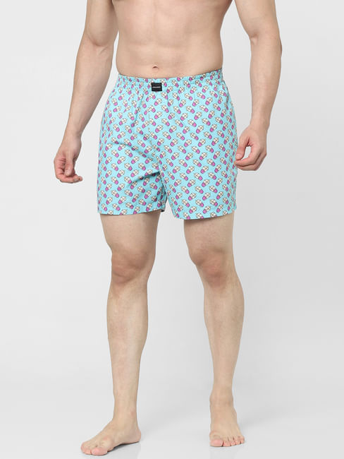 Light Blue Printed Boxers