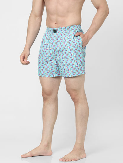 Light Blue Printed Boxers