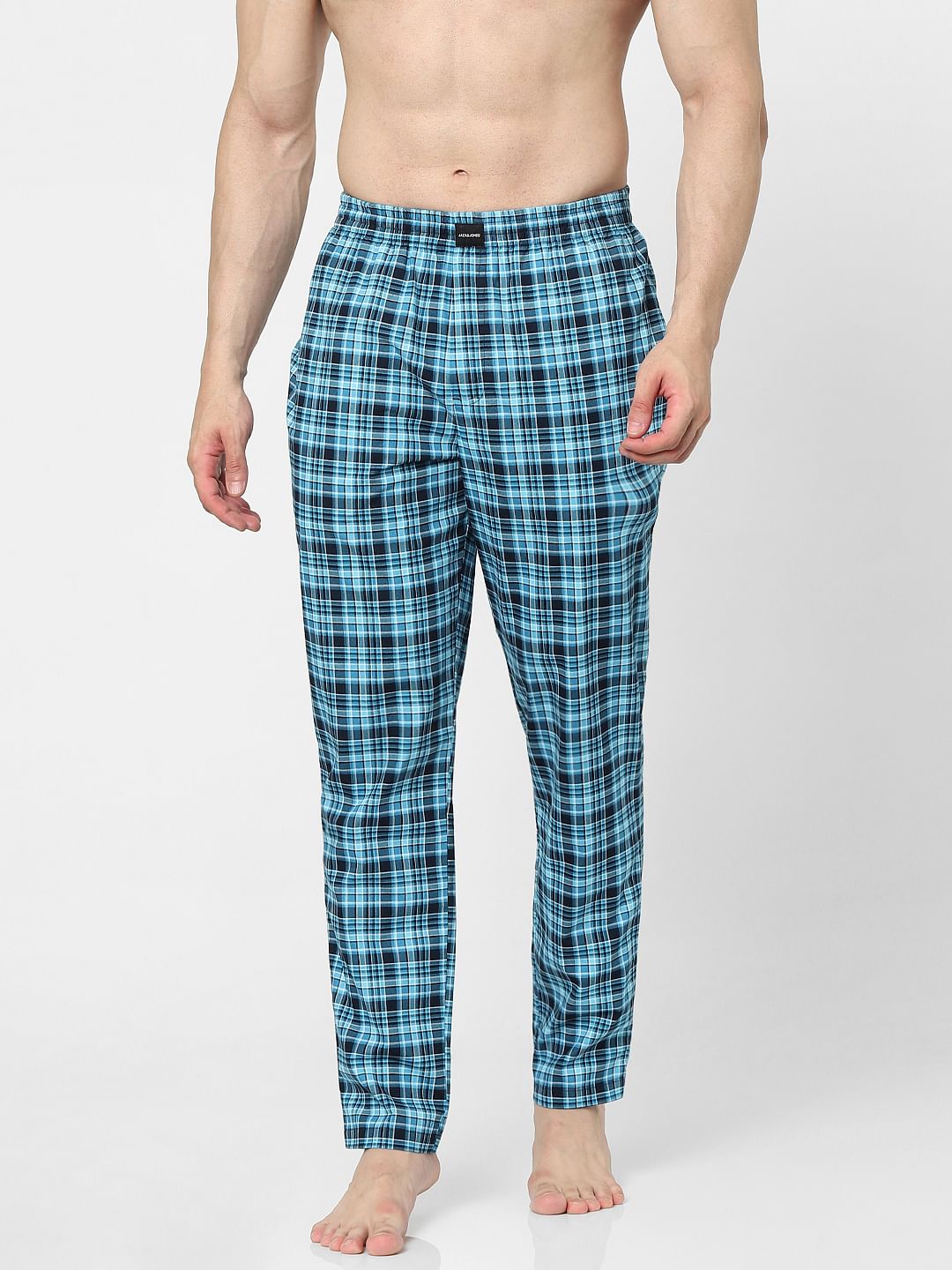 Mens cotton best sale checked pyjamas