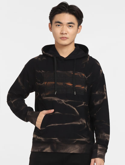 Black Printed Hooded Sweatshirt