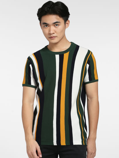 Green Striped Knitted T-shirt