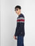 Navy Blue Printed Pullover_400813+1