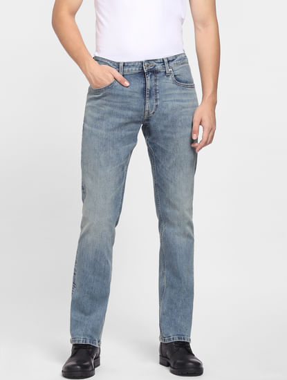 Blue Low Rise Clark Regular Fit Jeans