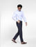 Navy Blue Mid Rise Check Trousers_400843+1