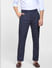 Navy Blue Mid Rise Check Trousers_400843+2
