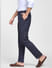 Navy Blue Mid Rise Check Trousers_400843+3