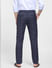 Navy Blue Mid Rise Check Trousers_400843+4