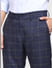 Navy Blue Mid Rise Check Trousers_400843+5