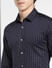 Navy Blue Striped Full Sleeves Shirt_400850+5