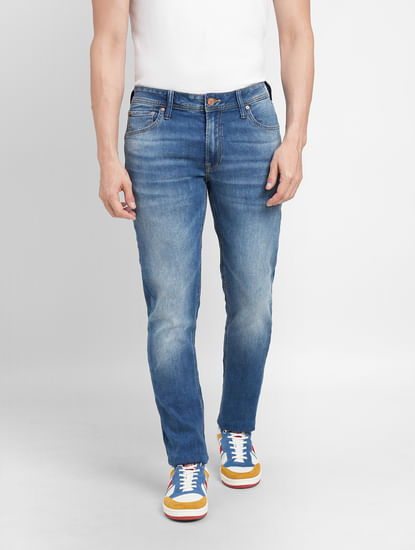 Blue Low Rise Washed Ben Skinny Fit Jeans