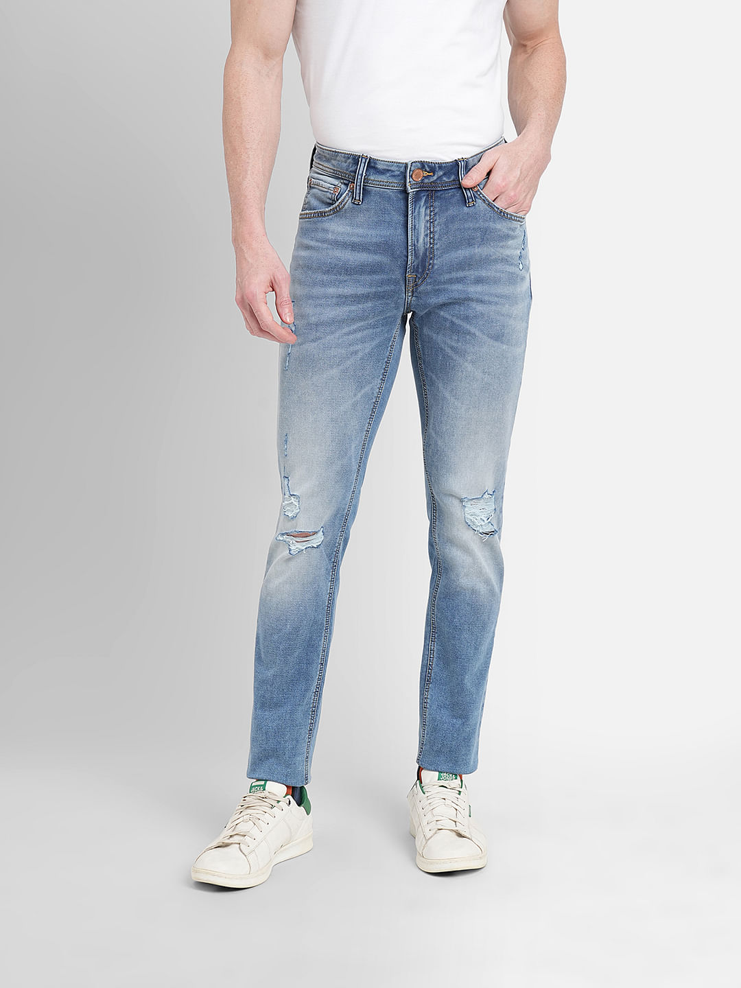 Buy Trendy Gentain Blue Skinny Fit Jeans Mens – Badmaash