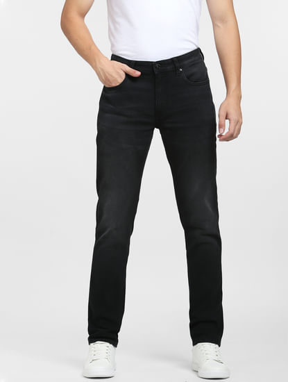Black Low Rise Washed Ben Skinny Fit Jeans