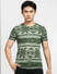 Green Aztec Print Crew Neck T-shirt_400893+2