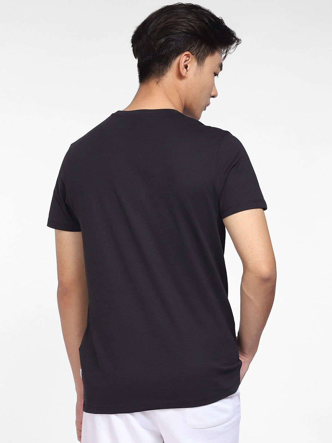 Buy Black Logo Print Crew Neck T-shirt for Men