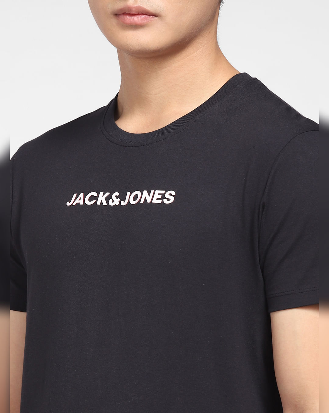 Buy Black Logo Print Crew Neck T-shirt for Men