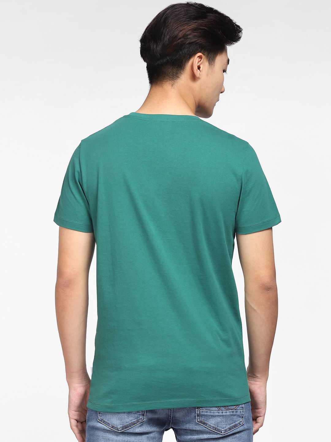 Buy Green Logo Print Crew Neck T shirt for Men