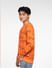 Orange Typographic Logo Print Sweatshirt_400904+3