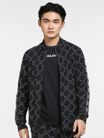 Black Printed Zip-Up Co-ord Sweatshirt