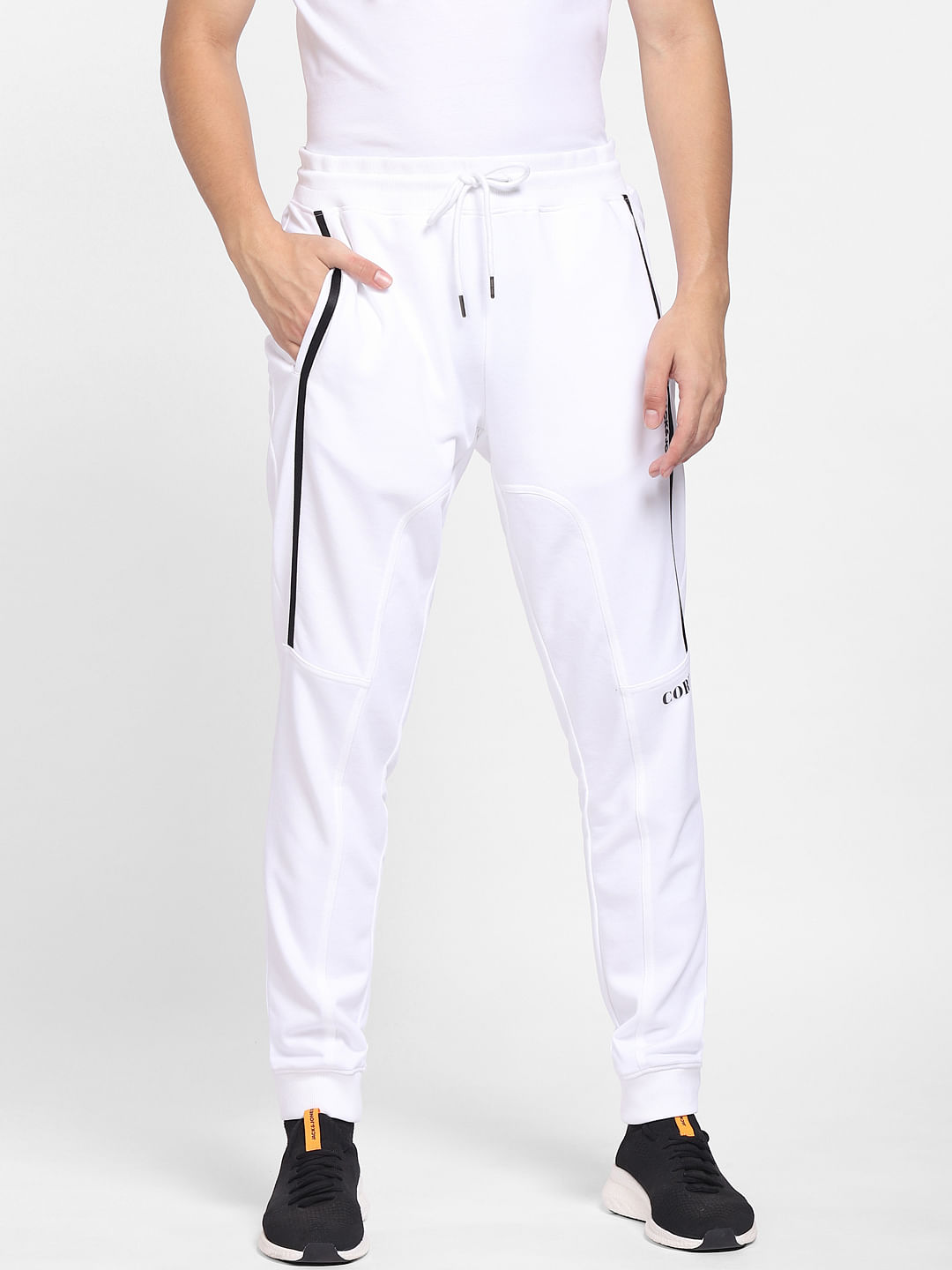 Buy VH FLEX White Solid Polyester Cotton Regular Fit Mens Track Pants |  Shoppers Stop