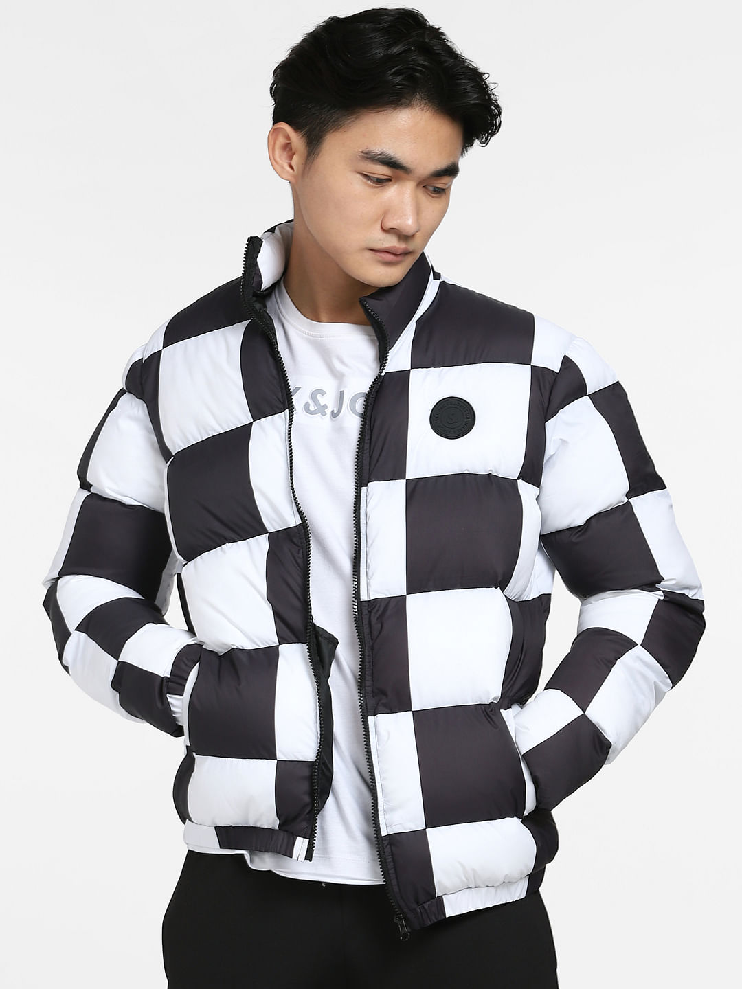 checkered padded jacket