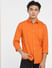 Orange Logo Print Full Sleeves Shirt_400950+2