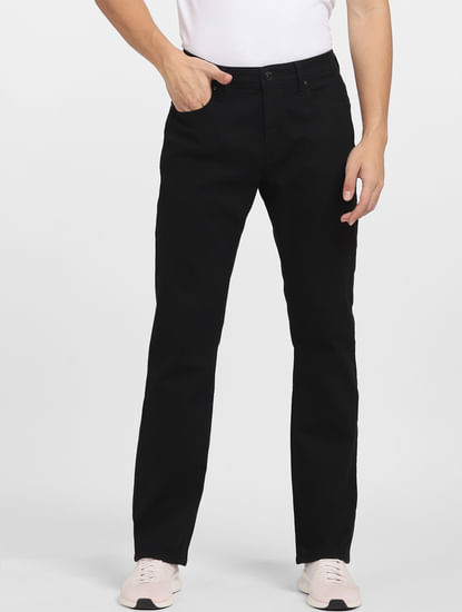 Black Mid Rise Clark Straight Fit Jeans