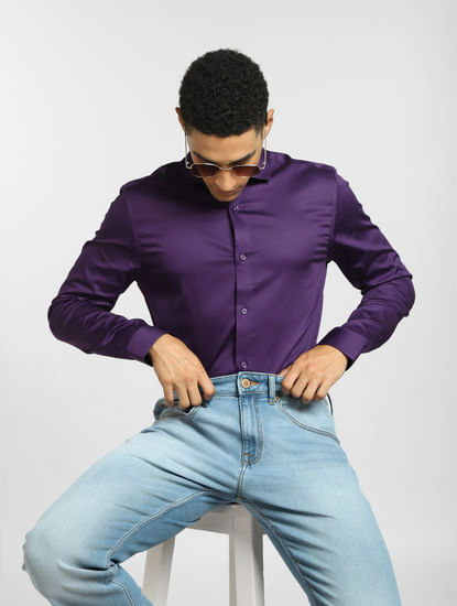 ASOS Short Sleeve Hoodie in Purple for Men